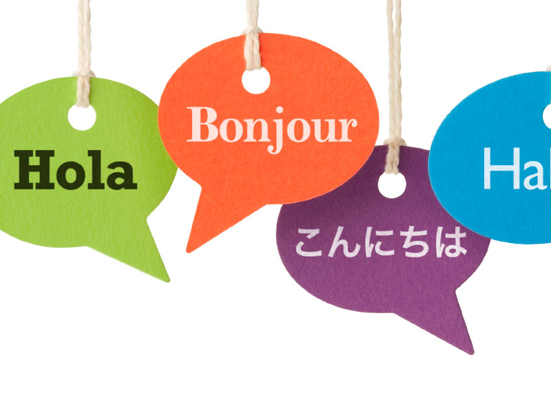 Learn another language. Multilanguage hello.